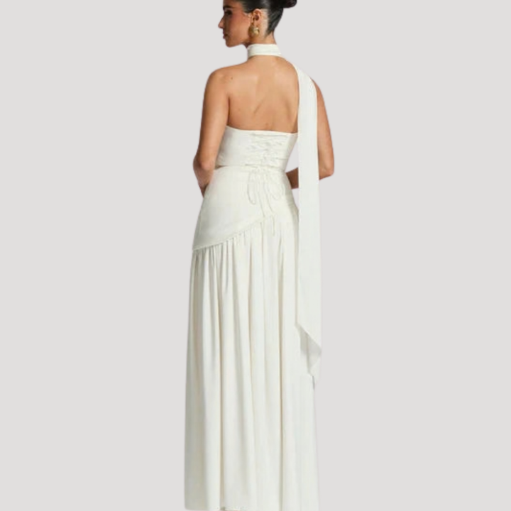 Classic strapless pleated maxi dress, an elegant formal gown for women's special occasions.
