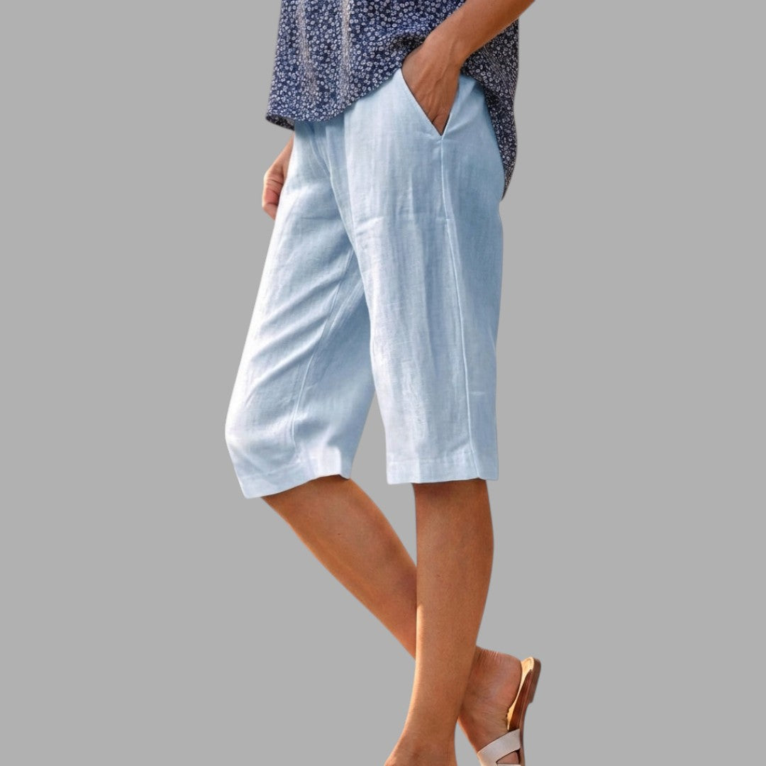 Comfortable women's tailored knee-length shorts, elegant and smart casual, available in plus sizes.