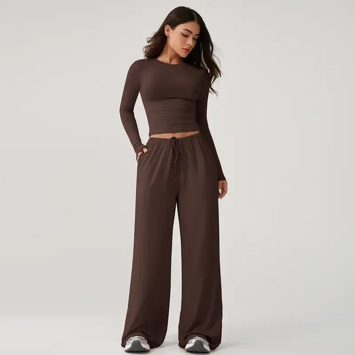 Valdora women's lounge set in a stretch blend, chic two-piece for casual comfort and athleisure style