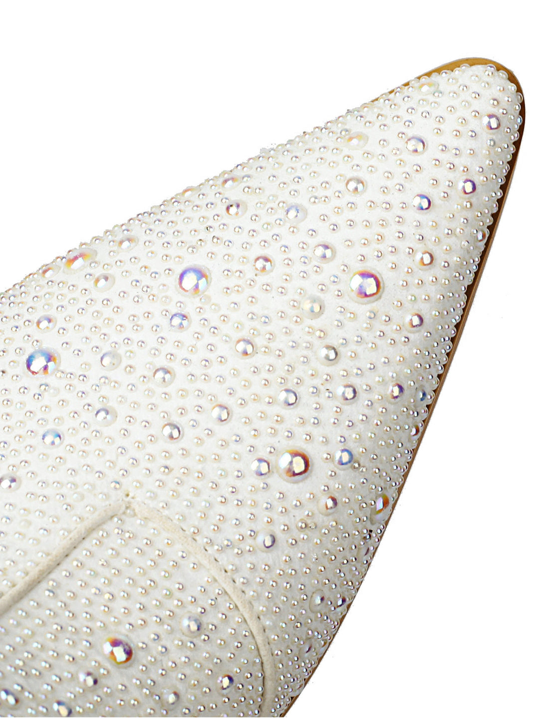 Glamorous women's white cowgirl boots combining classic western style with sparkling pearl and rhinestone details.