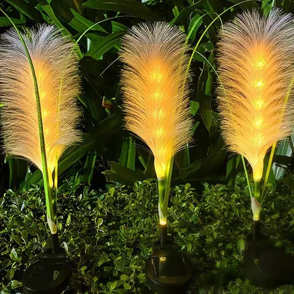 Beautiful outdoor lighting: wicker-design garden pathway lights for ambiance.