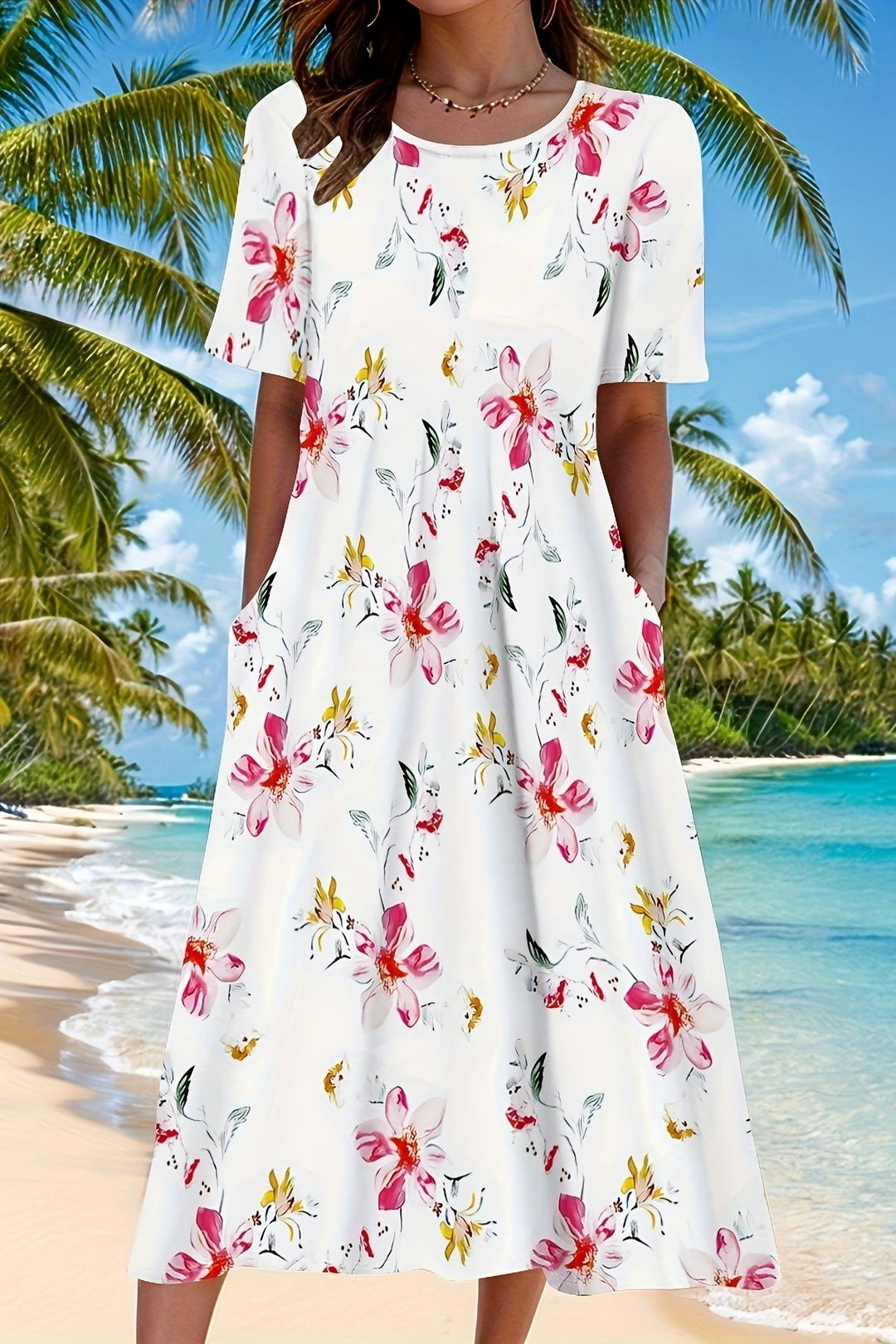 Comfortable women's versatile midi dress with belt, ideal for elegant fall fashion and everyday sophisticated style.