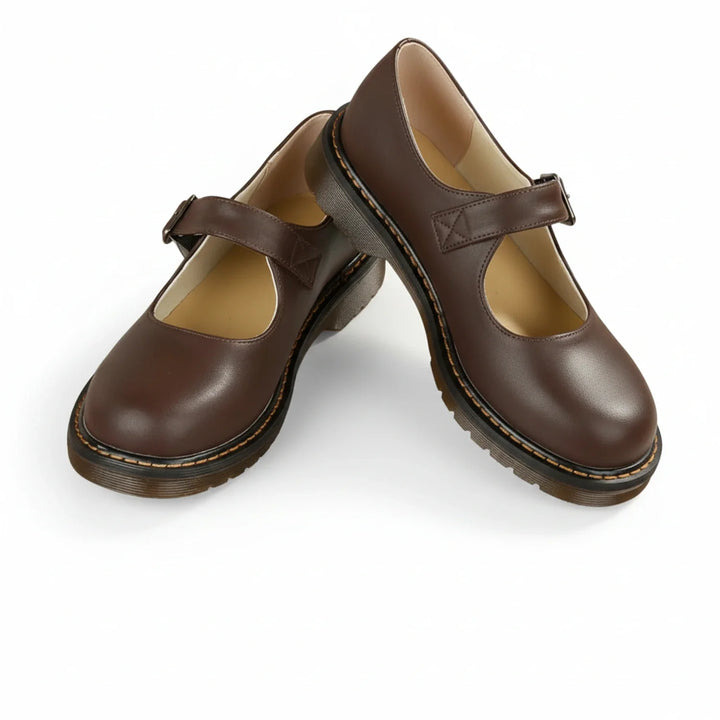 Elegant women's black platform Mary Jane shoes with a buckle strap, round toe, and comfortable vintage-modern design.