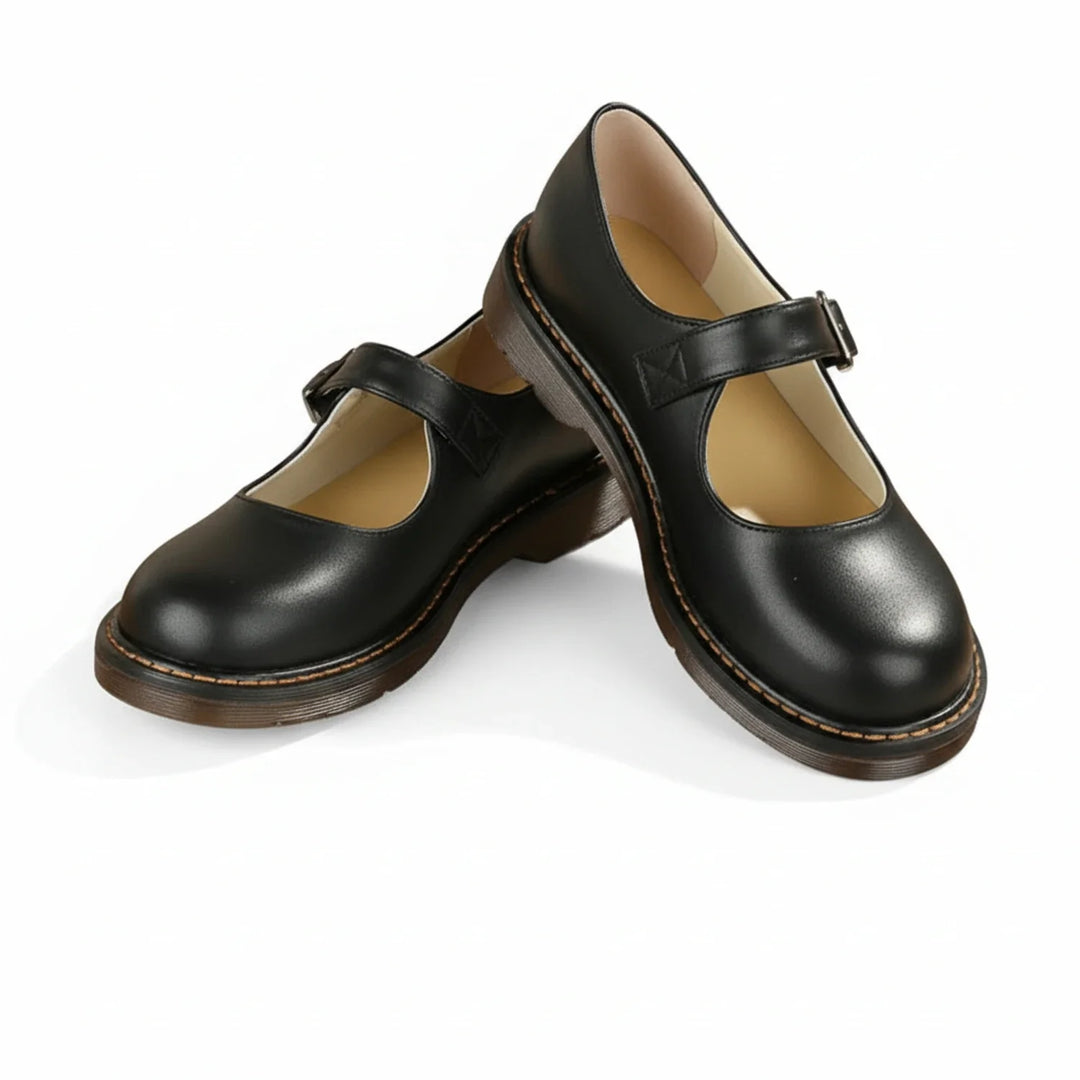 Stylish women's platform Mary Jane shoes with a chunky heel, round toe, and adjustable buckle strap for a vintage look.