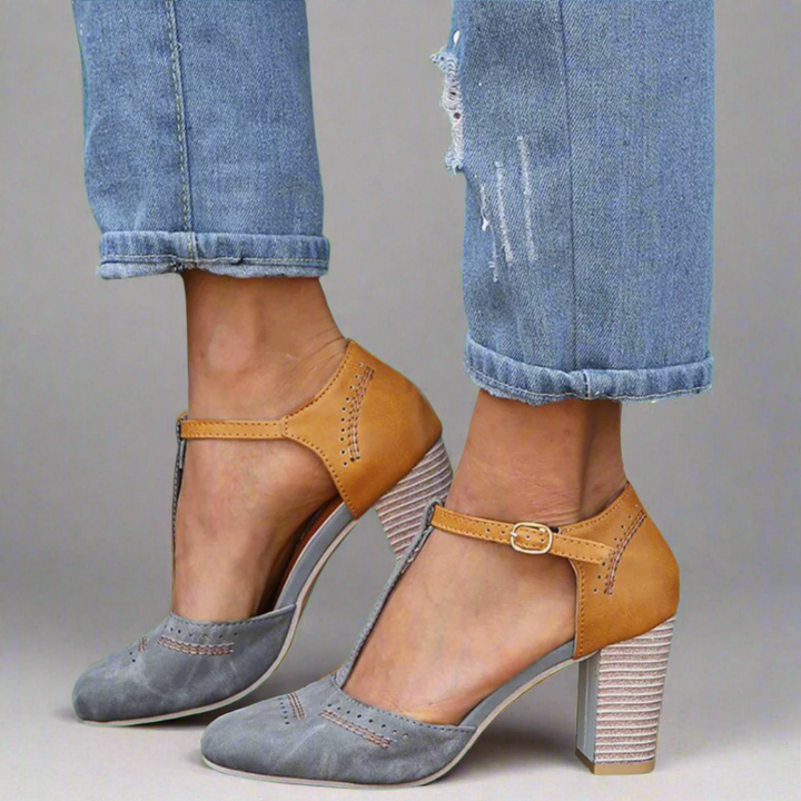 Comfortable women's block heel sandals with ankle strap, ideal for evening, party, or formal dress events.