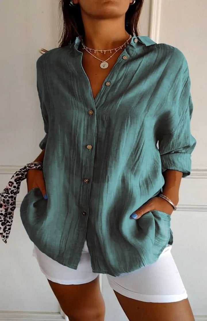 Professional women's elegant blouse, a versatile chic long sleeve shirt perfect for office and business style.