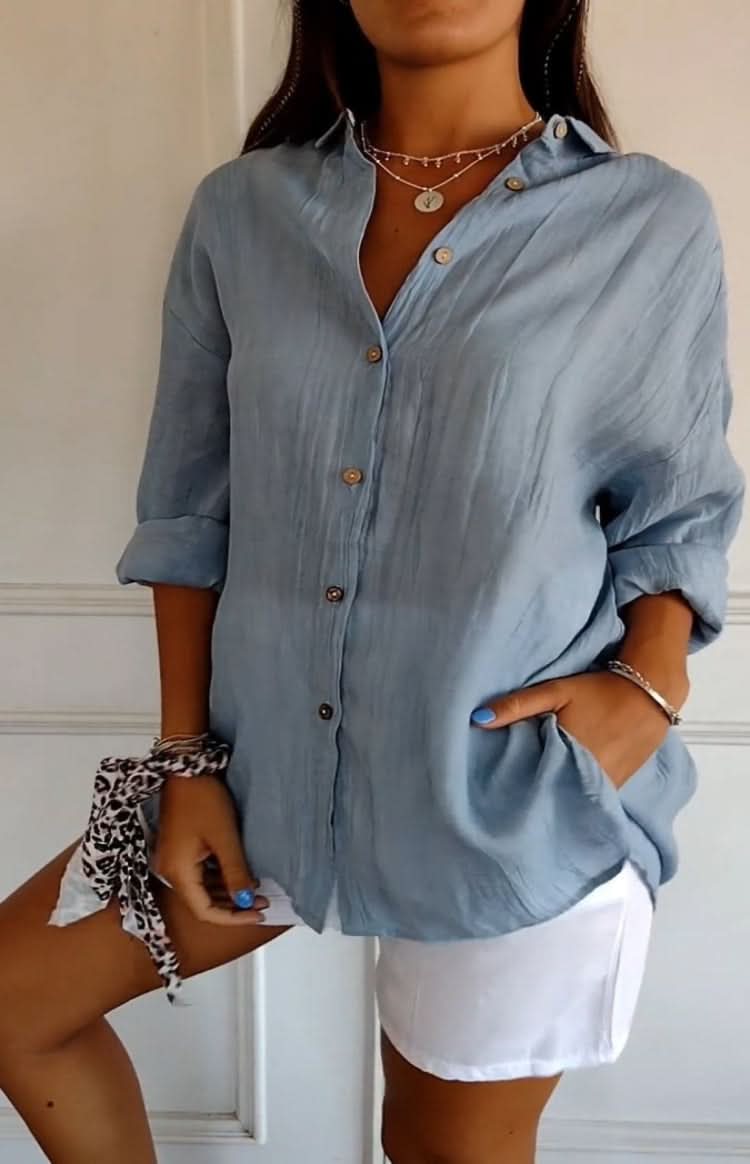 Chic long sleeve women's blouse, ideal for office wear, business casual, and professional elegant style.