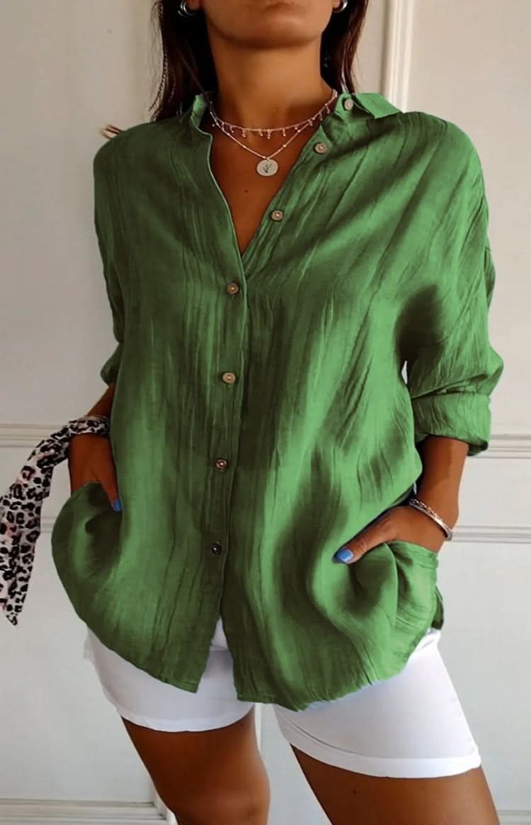 Fashionable women's elegant blouse, a chic versatile top designed for modern everyday and business casual style.