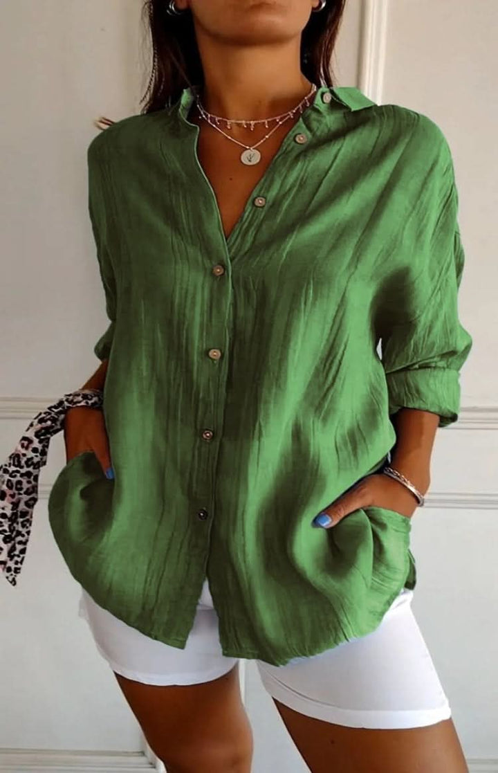 Fashionable women's elegant blouse, a chic versatile top designed for modern everyday and business casual style.