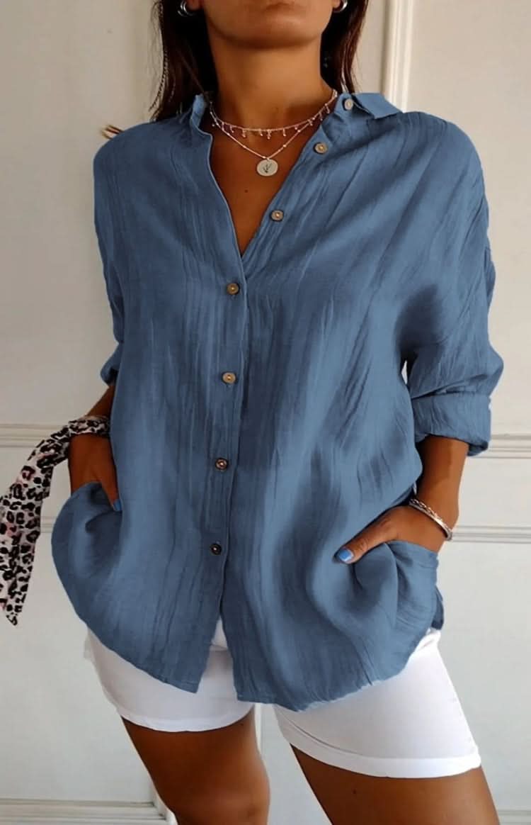 Everyday elegant women's blouse, a versatile chic long sleeve top perfect for day-to-night fashion.