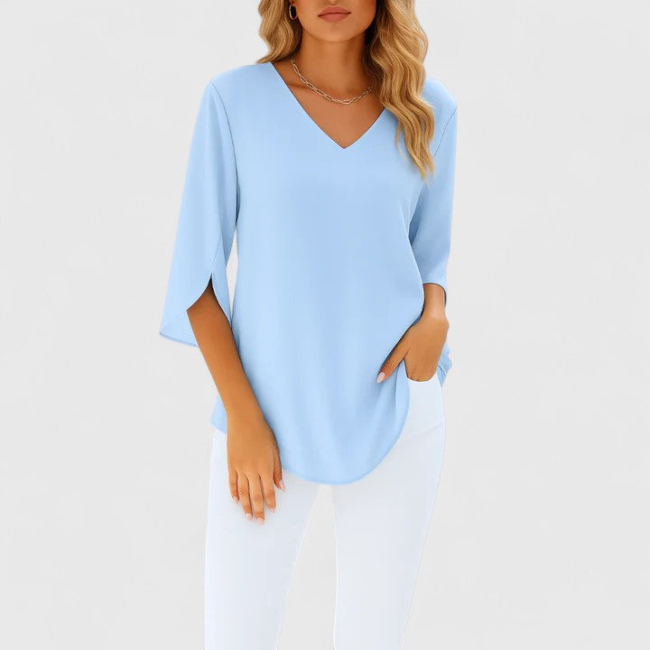 Comfortable women's elegant blouse, versatile long sleeve top. Perfect for both casual & dressy wear.