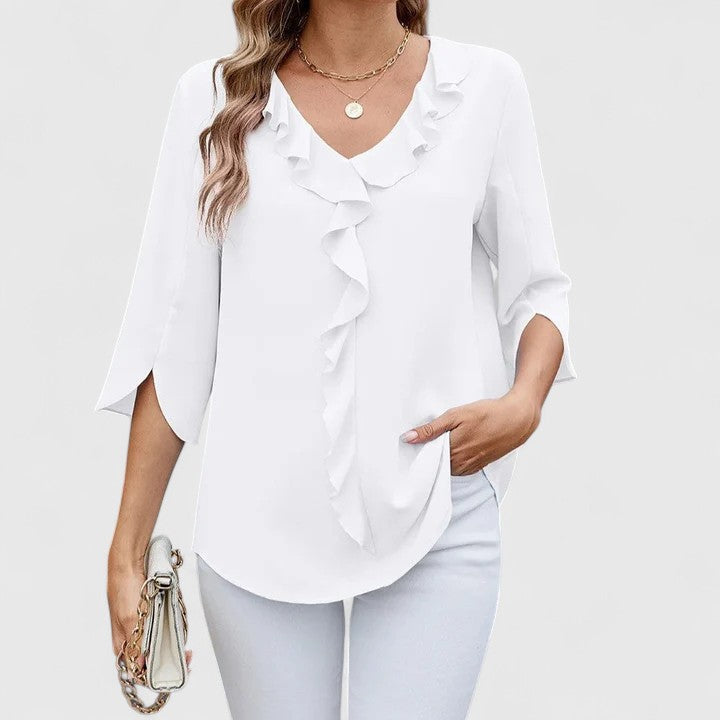 Chic women's versatile blouse, an elegant fashion top for everyday wear & professional office settings.