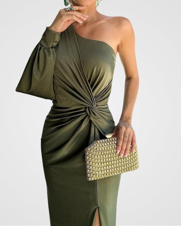 Formal women's elegant bodycon evening dress, a stylish maxi length option for special occasion wear.