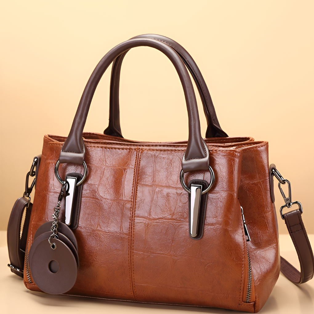 Elegant women's Boston handbag with luxurious croc embossing, perfect for fashion-forward daily use.