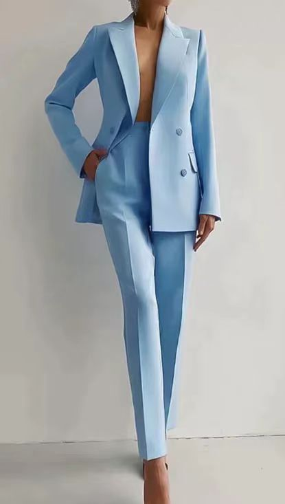 Sophisticated 2-piece women's business suit, ideal professional attire for formal office and workwear.