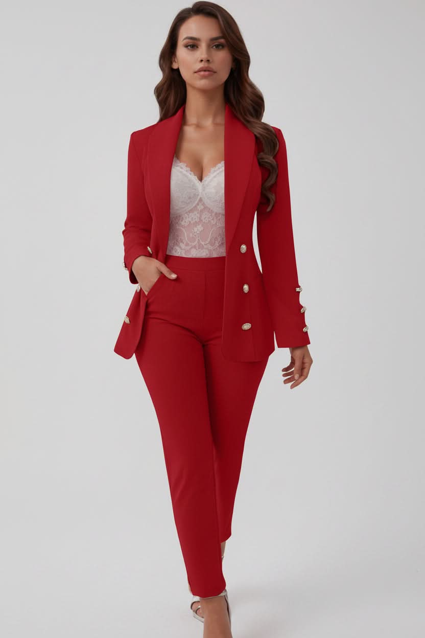 Coordinated women's cami pants set, ideal for elegant travel outfits or versatile business casual styling.