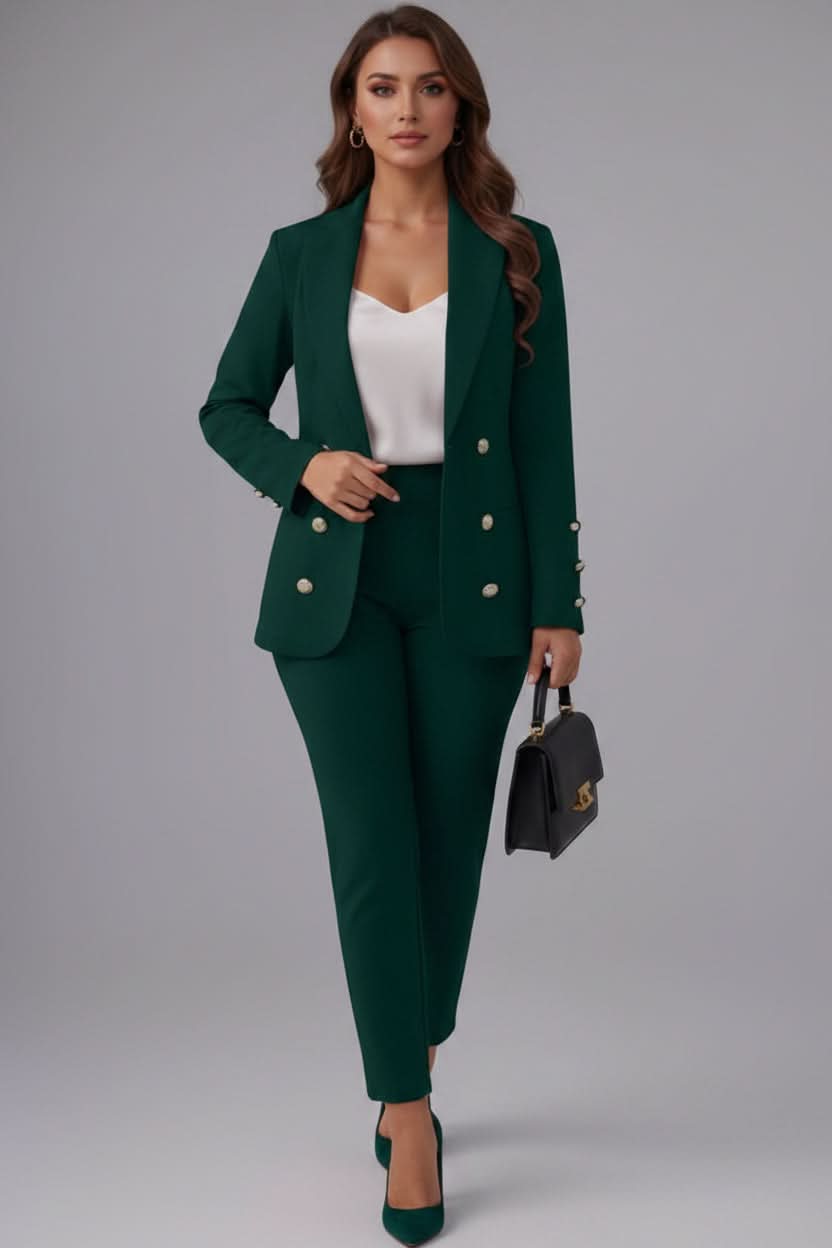 Sophisticated women's two-piece cami set with elegant straight-leg trousers, a sleek and tailored modern style.