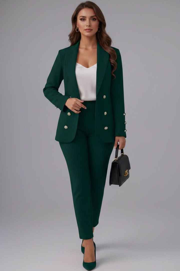 Sophisticated women's two-piece cami set with elegant straight-leg trousers, a sleek and tailored modern style.