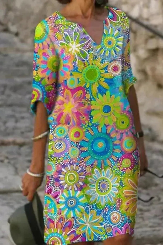 Flattering A-line midi dress for women, elegant and comfortable for summer/spring fashion. Versatile classic style.