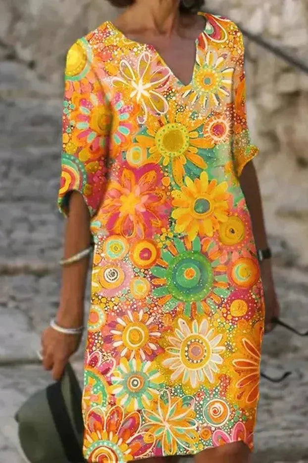Comfortable Women's A-Line Midi Dress, elegant classic style. Flattering fit for casual, formal, summer or spring.
