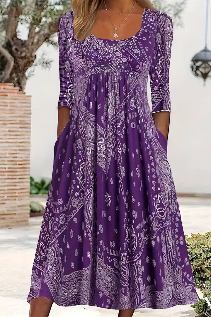Classic A-line midi dress for women, ideal as comfortable work wear, cocktail, or elegant day-to-night style.