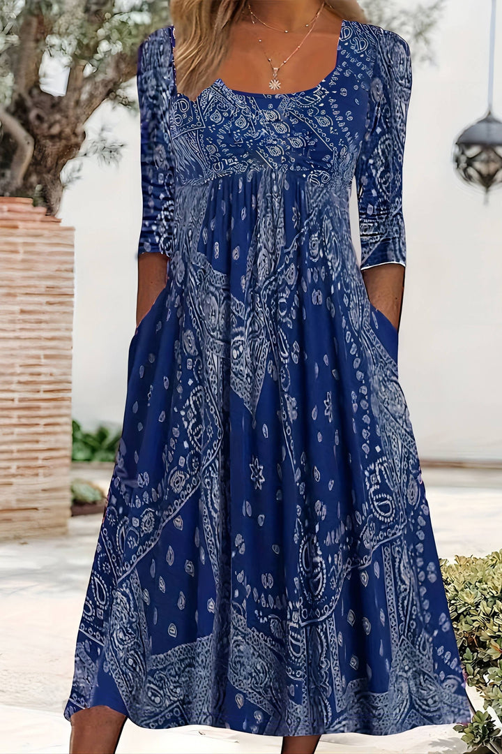 Sophisticated women's A-line midi dress, a classic elegant style, perfect for versatile work wear and cocktail events.