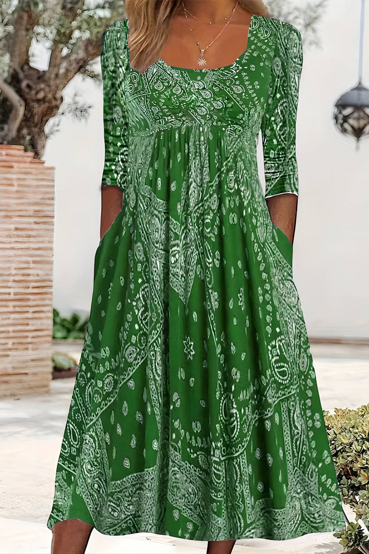 Comfortable women's elegant A-line midi dress, a timeless classic style for versatile day-to-night and work fashion.