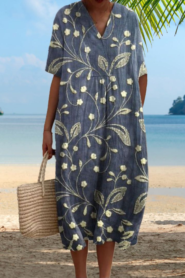 Relaxed fit classic midi dress for women. Elegant & comfortable everyday dress, machine washable for easy care.