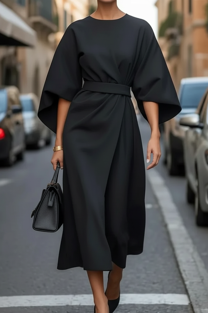 Beautiful midi cocktail dress for women, flattering silhouette for formal events & date nights.