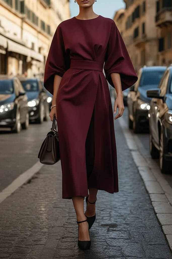 Women's stylish evening midi dress, perfect for formal occasions, parties & elegant gatherings.