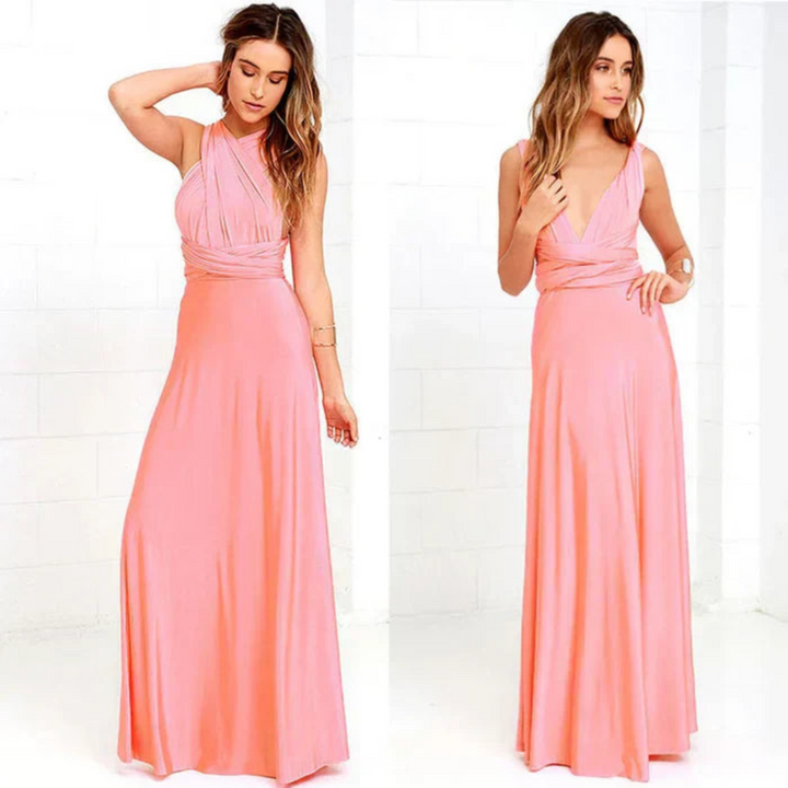 Luxurious convertible backless maxi dress, an elegant choice for women's evening and party fashion.