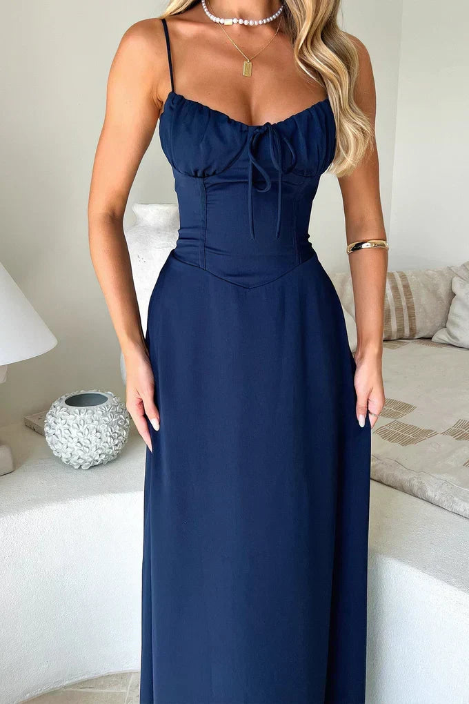 Stylish women's summer maxi dress. Corset sweetheart design, perfect for weddings & elegant parties.