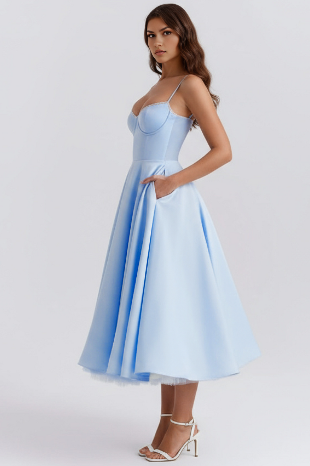 Celebration midi dress: Enchanting Grace. An elegant choice for summer events & cocktail parties.