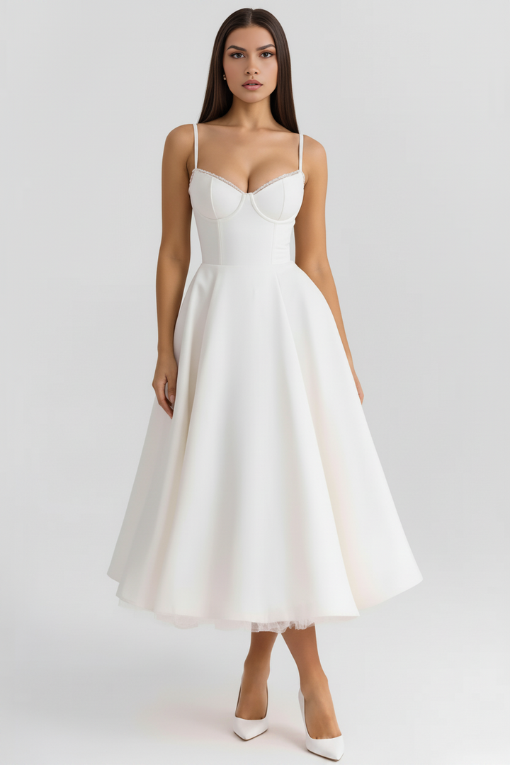Enchanting Grace midi dress, an elegant women's dress for special occasions & versatile event wear.