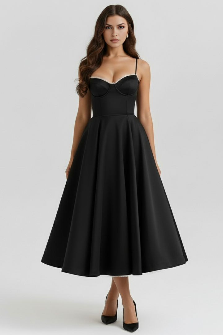 Women's elegant midi dress, Enchanting Grace, ideal for parties, special occasions & events.