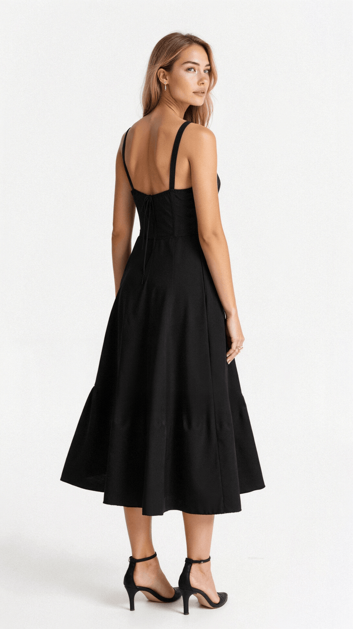 Chic women's elegant floral midi dress with a flattering corset design and a fashionable slit.