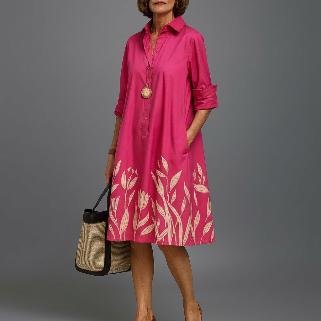 Elegant women's floral embroidered midi dress with sophisticated design for effortless style.