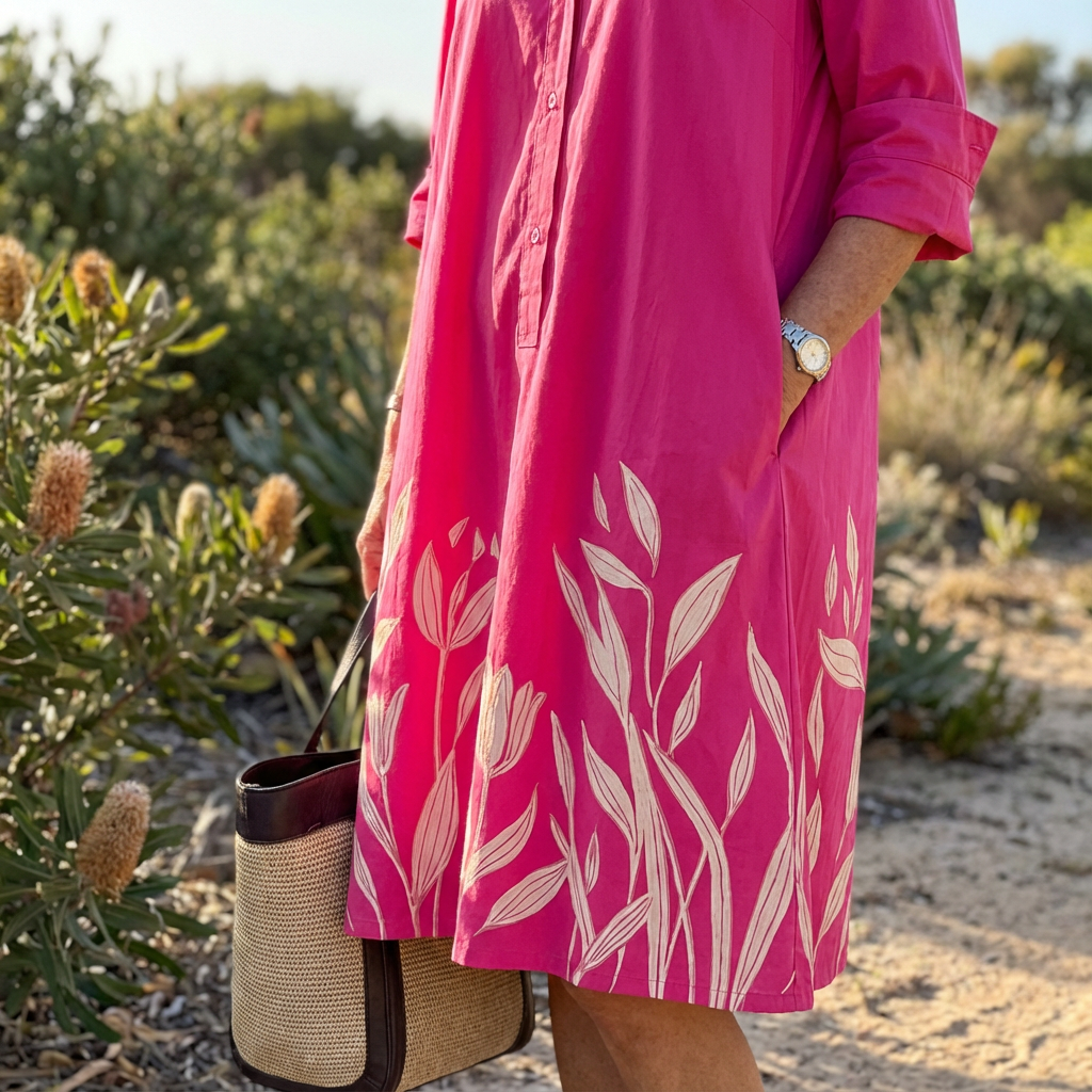 Effortlessly stylish women's luxe midi dress, richly embroidered with floral patterns for an elegant look.