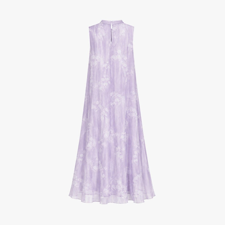 Stylish women's floral high neck maxi dress in a beautiful print, an elegant formal gown for special events.