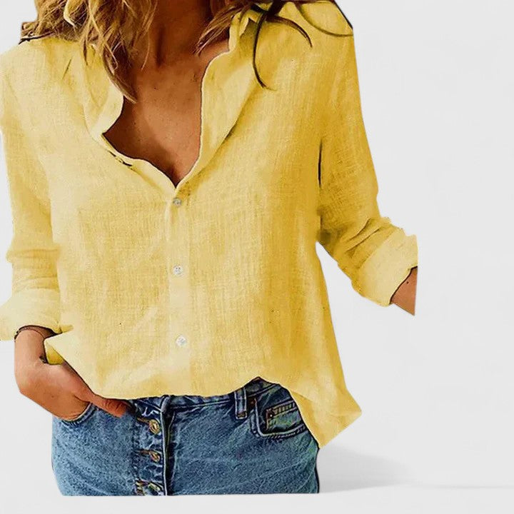 Women's elegant floral print V-neck long sleeve blouse. A stylish, comfortable, and fashionable top.