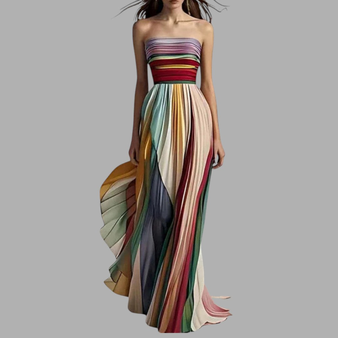Elegant women's flowing maxi dress for special occasions, ideal as an evening gown or formal party dress.