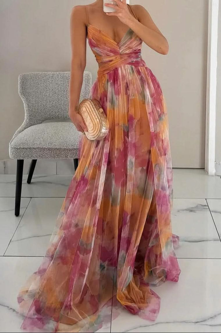 Elegant women's flowing sleeveless maxi dress, perfect for summer casual or evening wear. Comfortable & stylish.