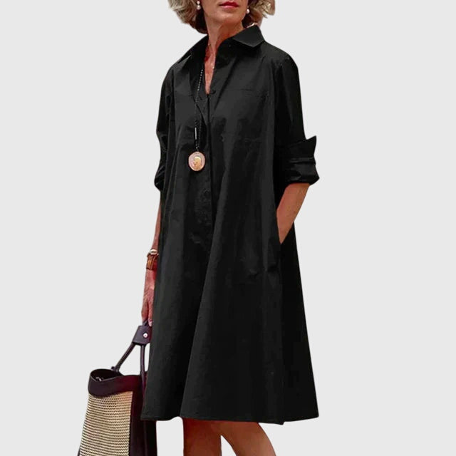 Chic women's versatile dress; an elegant flowy design with pockets for effortless daily style.