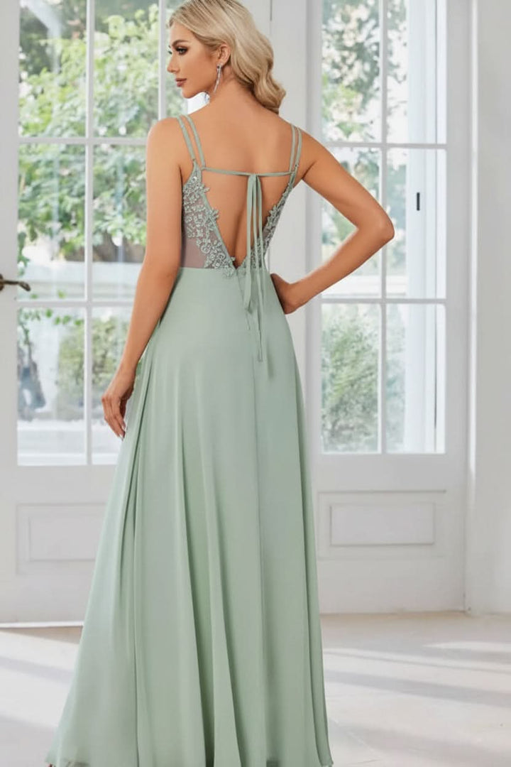 Graceful A-line halter neck maxi dress, perfect for wedding guest attire, prom, or formal evenings.