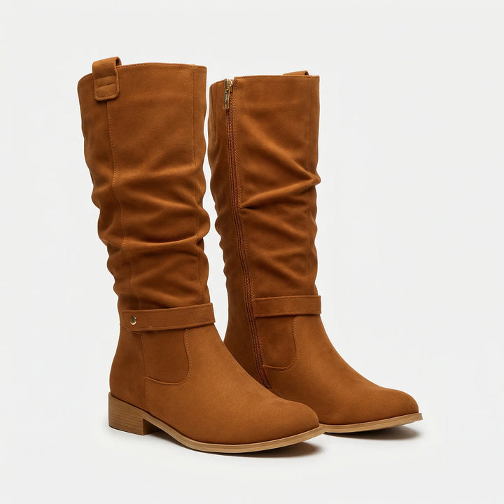 Versatile women's knee-high boots with a block heel. Elegant & comfortable for autumn fashion, dress boots or daily wear.
