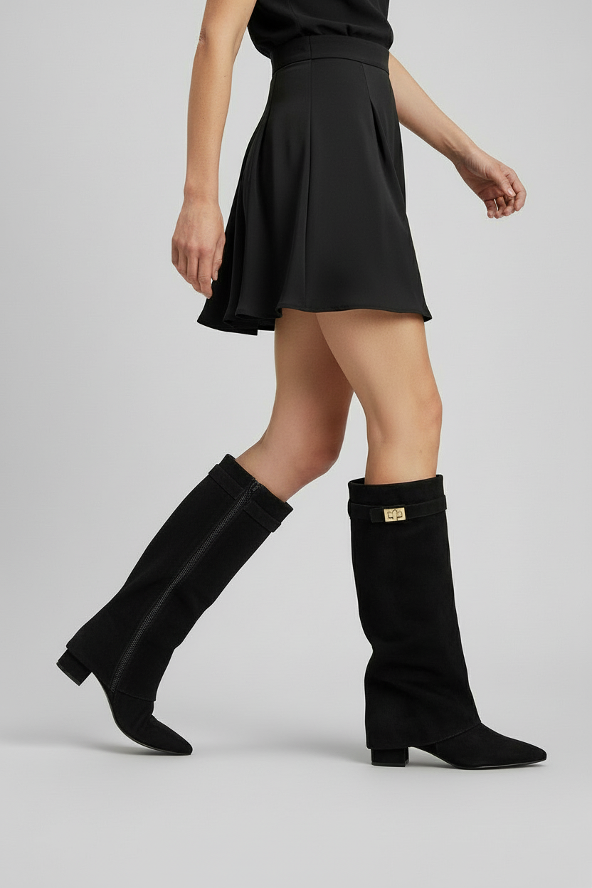 Stylish tall women's boots with a sturdy block heel, ideal for elegant fall & winter outfits. Comfortable design.