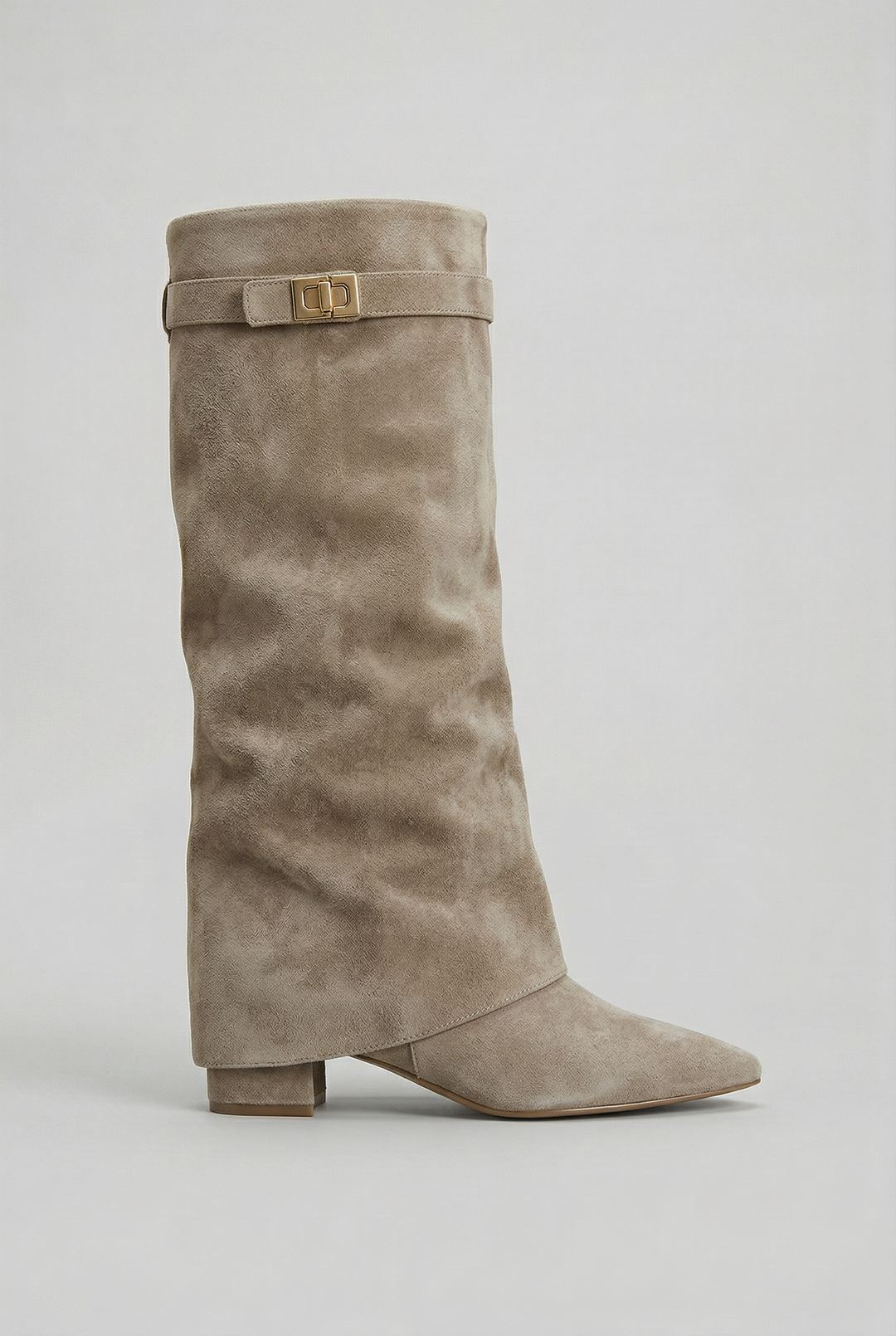 Fashionable women's elegant knee-high boots with a block heel for winter & fall. Tall and comfortable footwear.