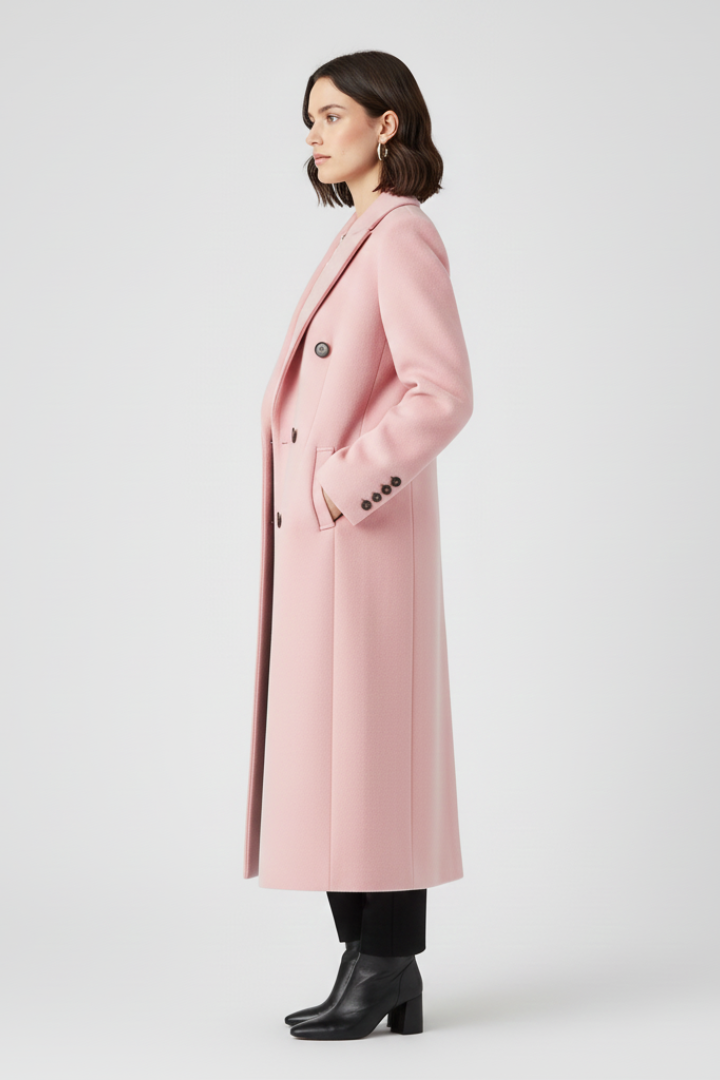 Comfortable women's long coat with classic lapels, great for fall & winter fashion.