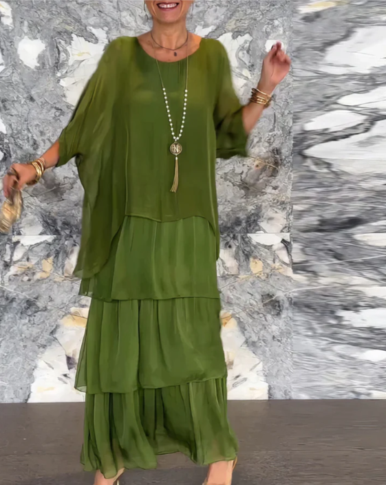 Comfortable & elegant women's long flowing maxi dress, ideal as a stylish summer dress or occasion wear.