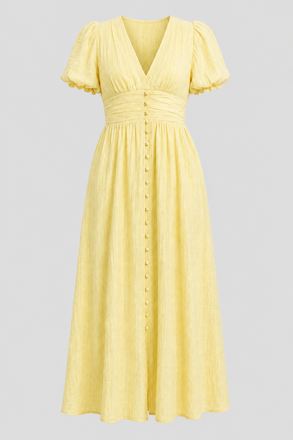 Elegant women's long maxi dress with stylish puff sleeves. Perfect for occasions, summer, or romantic style.